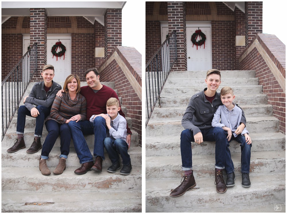 Dejonge Family portraits on stairs in Arvada, CO