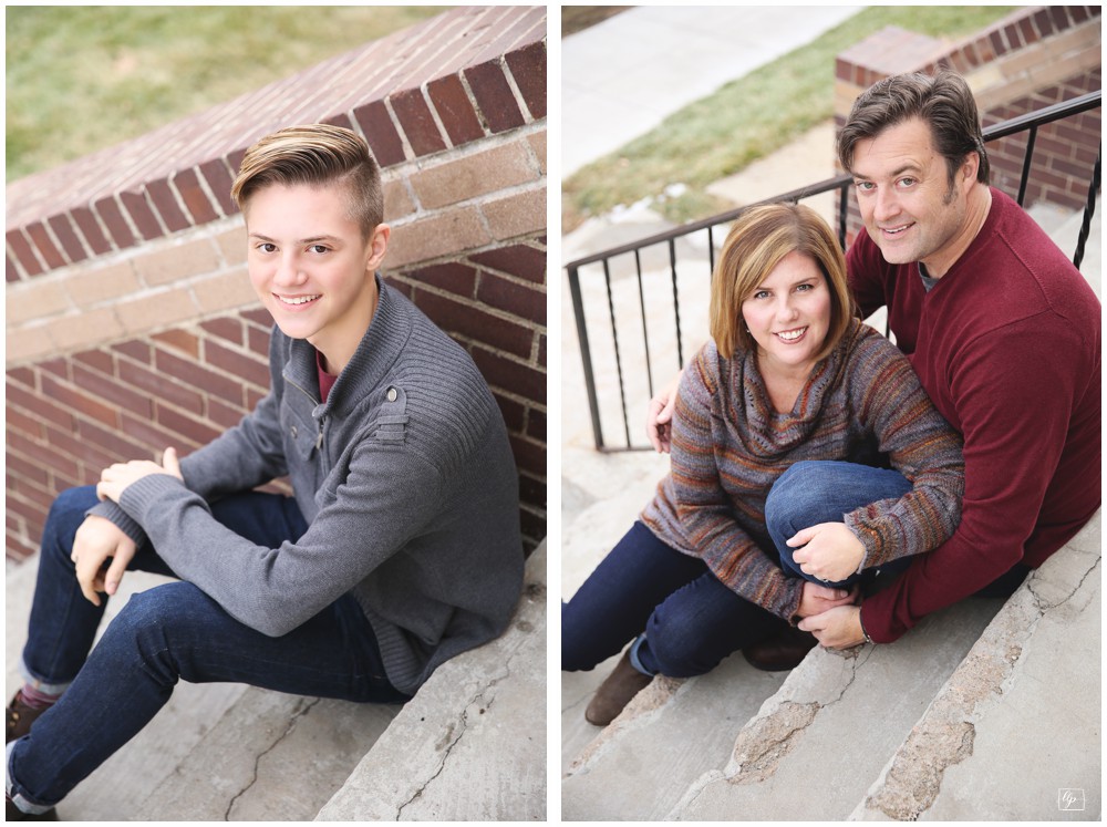 Mother/Father and son portraits on stairs