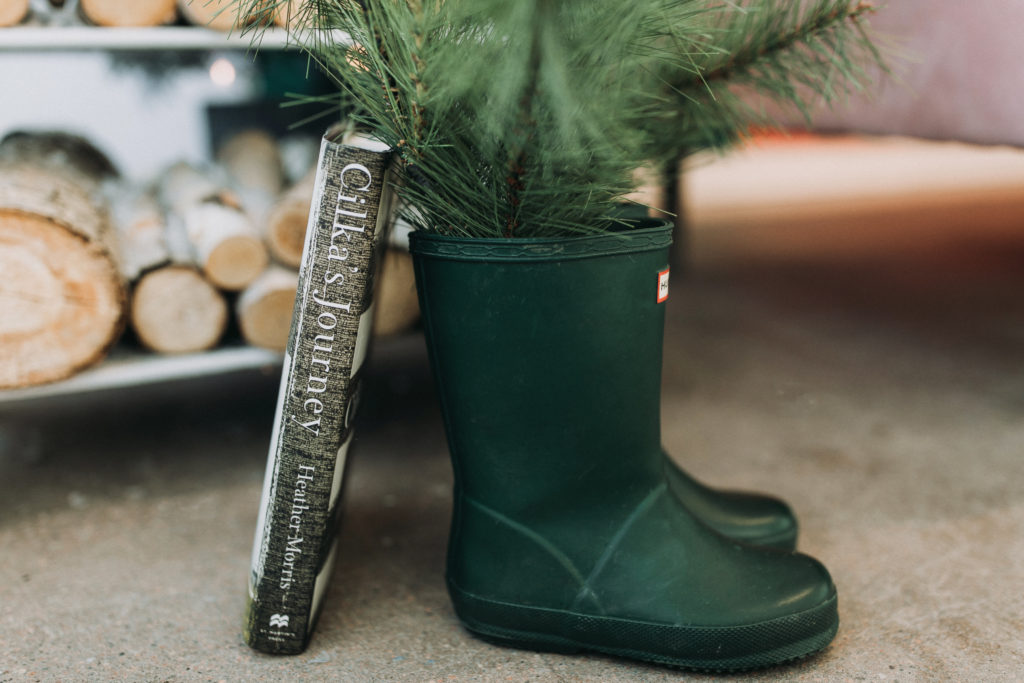 Cilka's Journey book with Hunter Boots